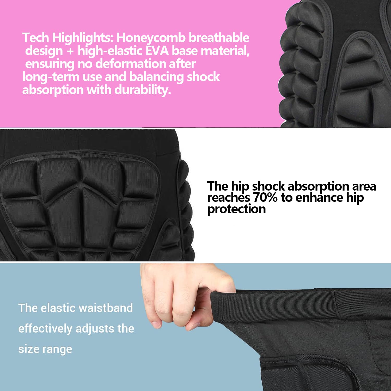 Protezione 3D Hip Butt EVA Imbottito Pantaloni Corti Protezione Gear Guard Impact Pad Sci Pattinaggio su ghiaccio Snowboard Nero