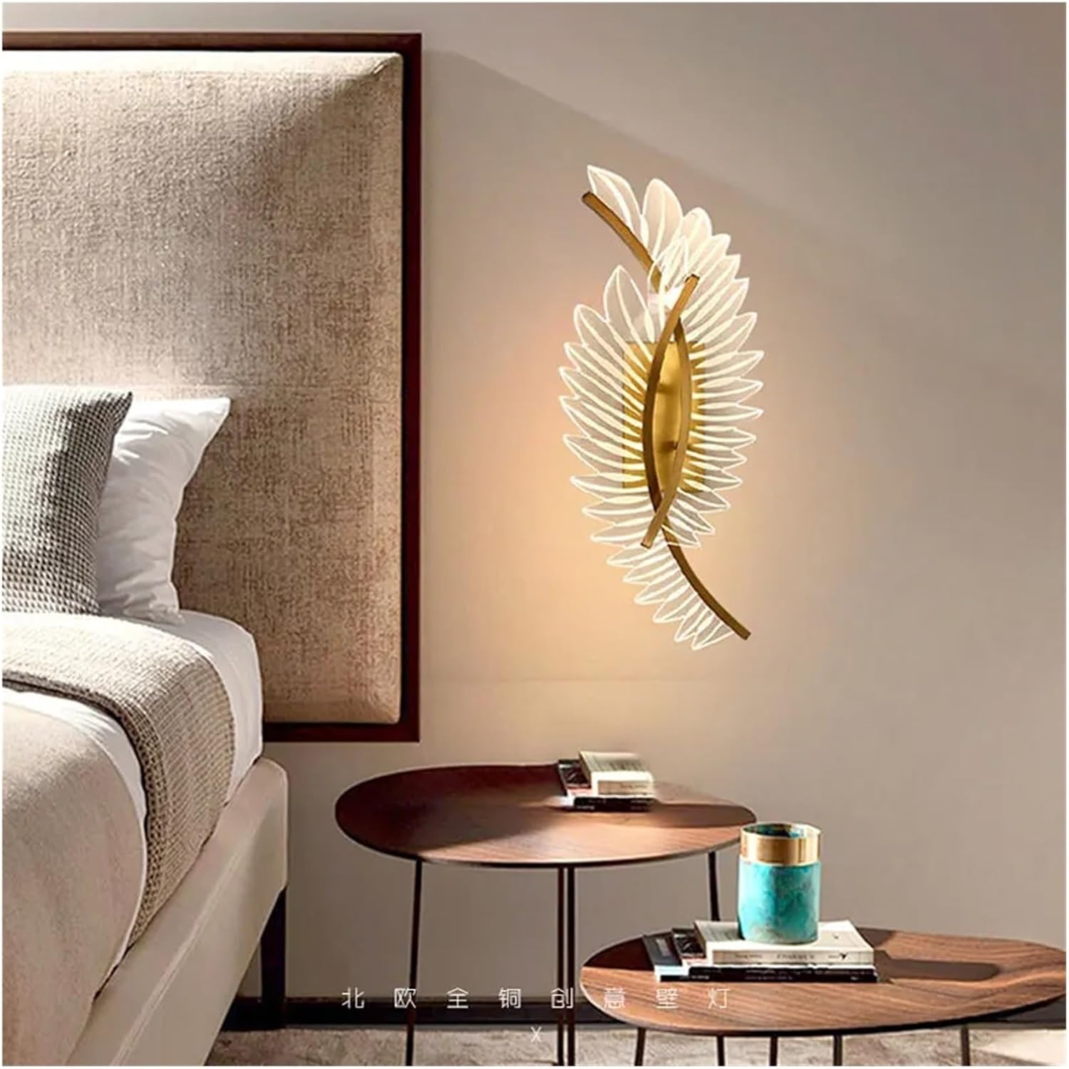 Modern Art Bedside Feather Wall lamp Light Luxury Living Room Aisle Model Room Background Wall Decoration Wall lamp,for entryway