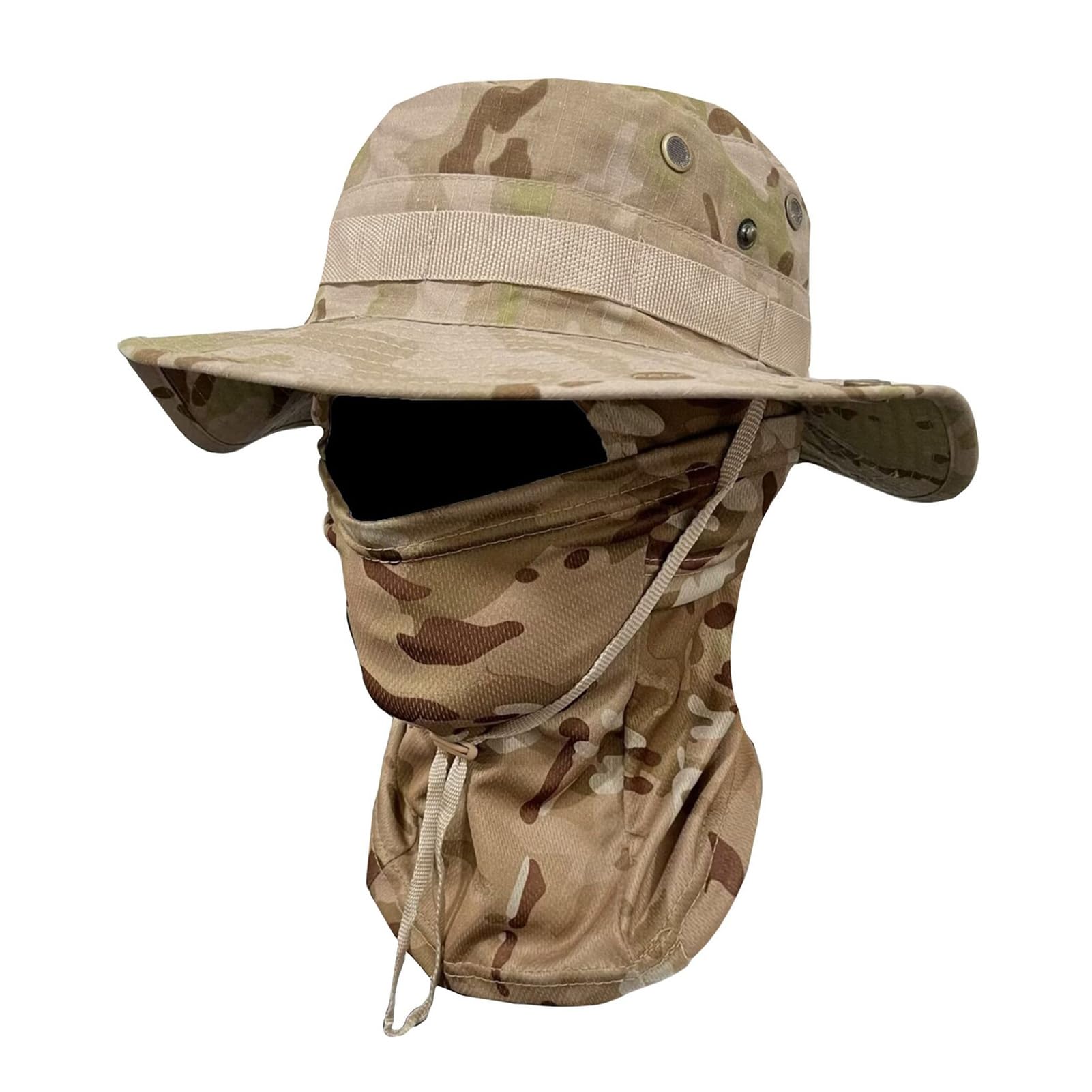 matumou Camouflage Hat with Balaclava Face Mask, UV Men Wide Brim Hat, Breathable Bucket Hat for Outdoor Fishing Hiking Cycling