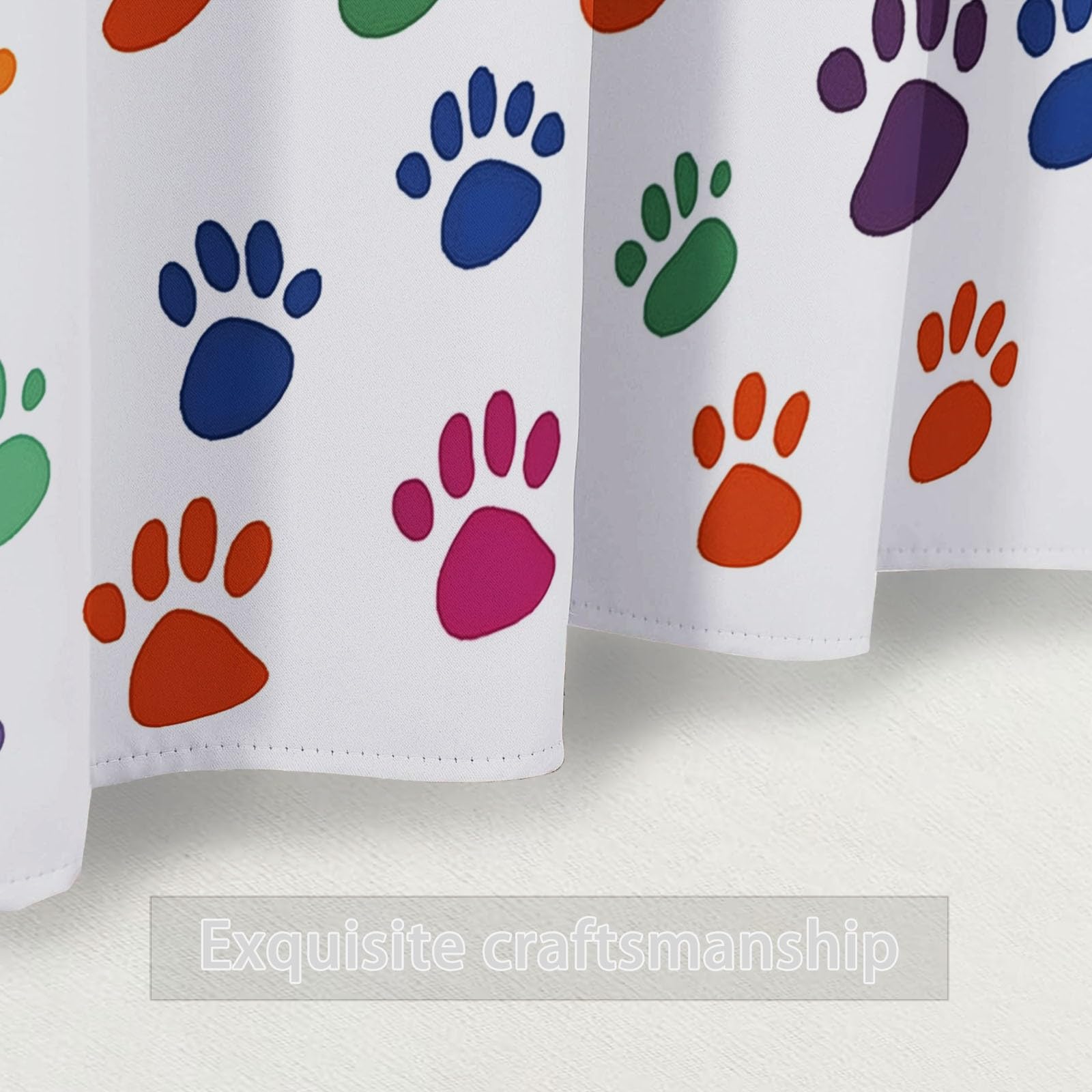 Gardinen Blickdichter Bunte Hundepfote Drucke Bedruckte Vorhänge H215x B110 cm (2er Pack) Verdunkelung mit Ösen für Farbe
