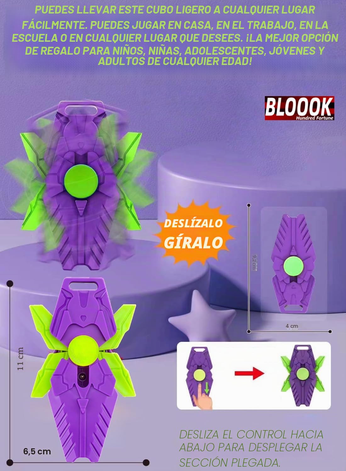 BLOOOK Fidget Toy - Pistola antiestrés Figity Spin,Estimming Toys, Cubo Anti Stress Gadget,Juguete Regalos Fidget Slider para Adultos y Niños de Escritorio, Ideal para Ansiedad, ADHDs,Autismo (8