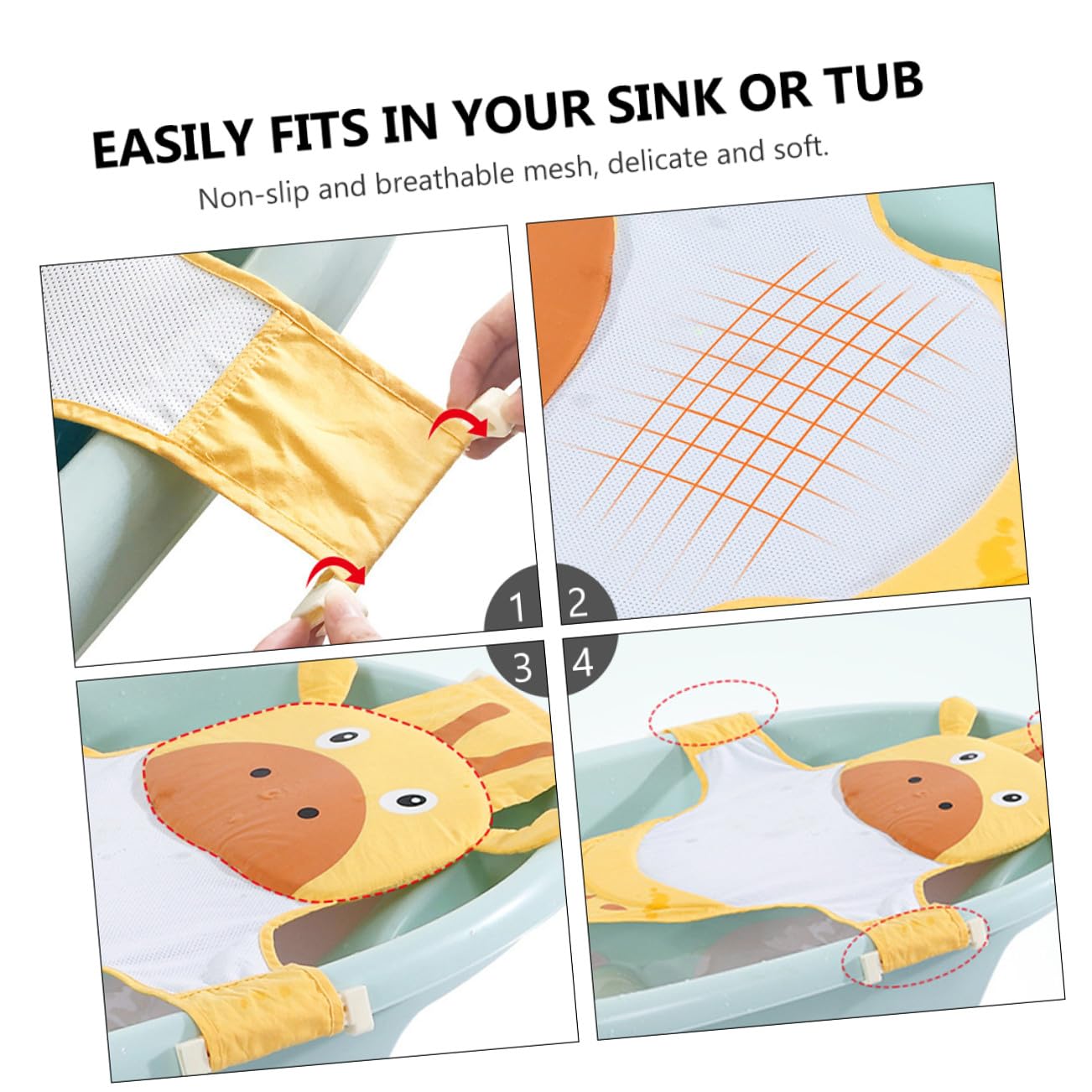 Bath Safety Net for Newborns Anti-Skid Bathtub Insert with Cartoon Design Easy Install Bather Bath Accessory for Safe and Comfortable Shower