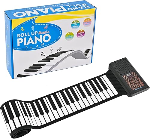 Topoworl Piano eléctrico portátil 88 teclas teclado piano electrónico plegable piano digital para el hogar micrófono y auriculares