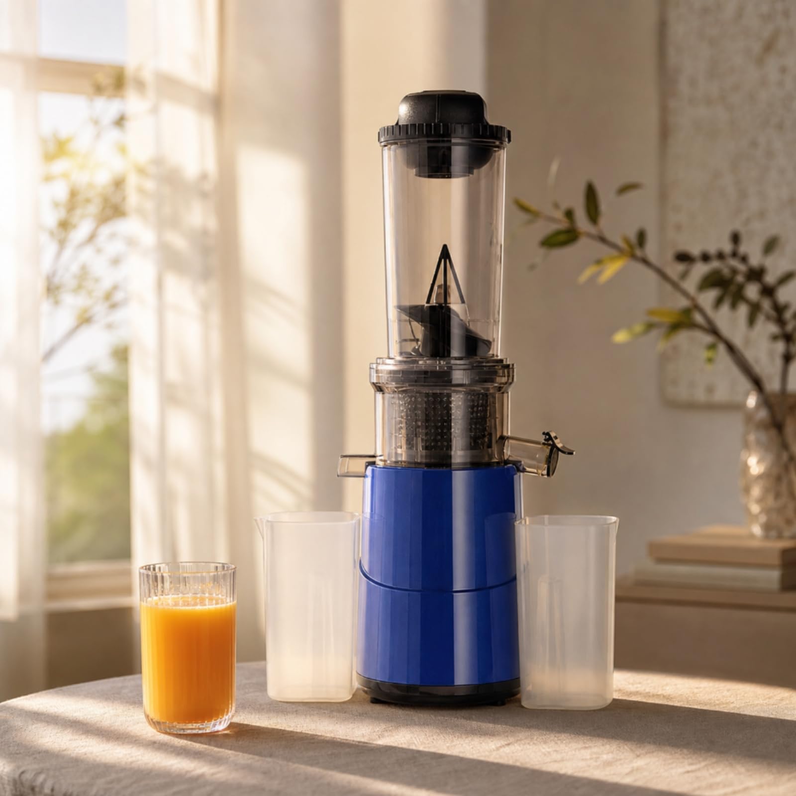 Estrattore di Succo Elettrico Estrattore Spremiagrumi Centrifuga Macchina per Succhi a Bassa Velocità con Tubo 80mm E Contenitore 1000ml per, Rosso, style to 2