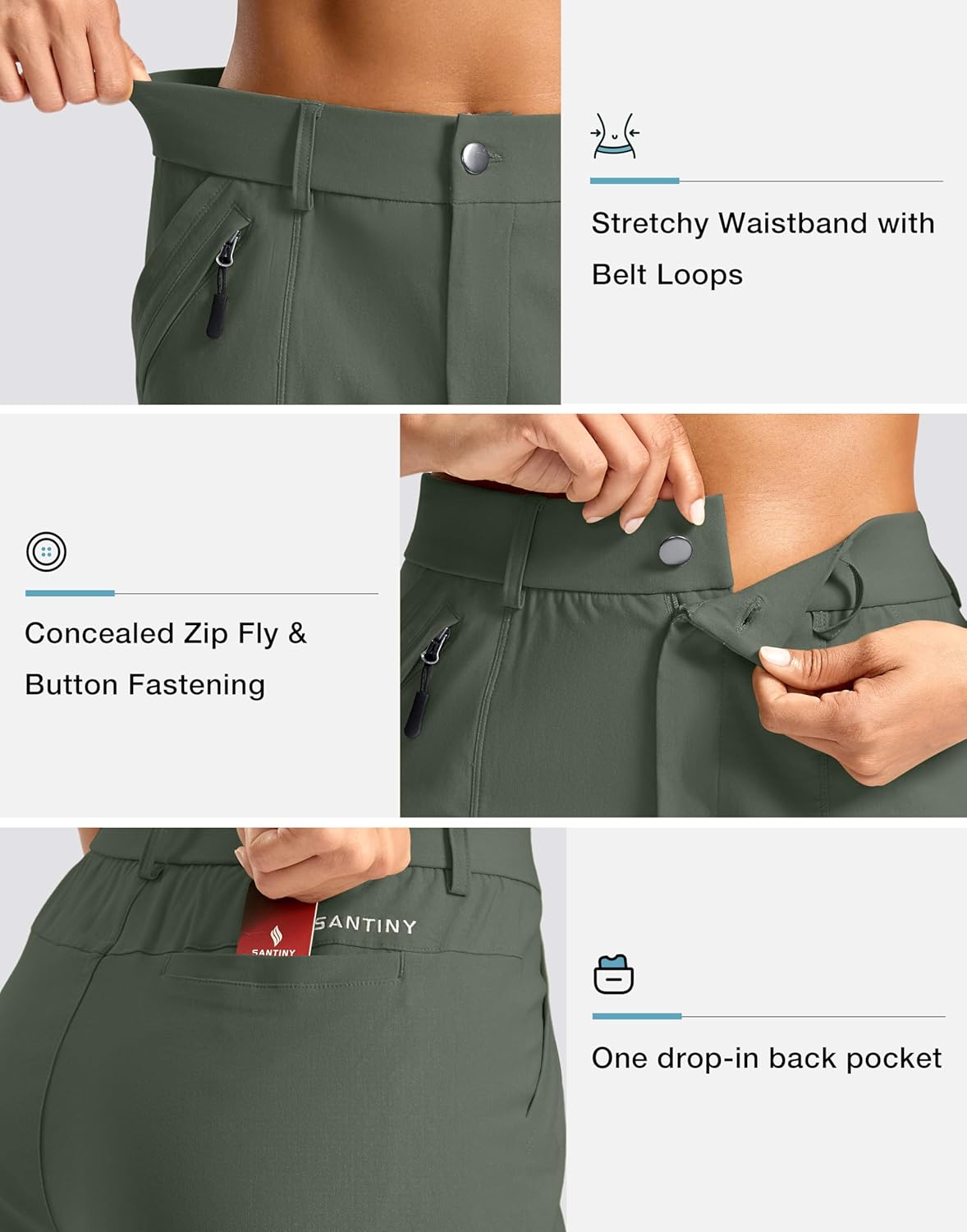 SANTINY Women's 5"/7" Hiking Golf Shorts Quick Dry Stretch Casual Work Shorts with Pockets for Women Walking Travel Summer - Image 5