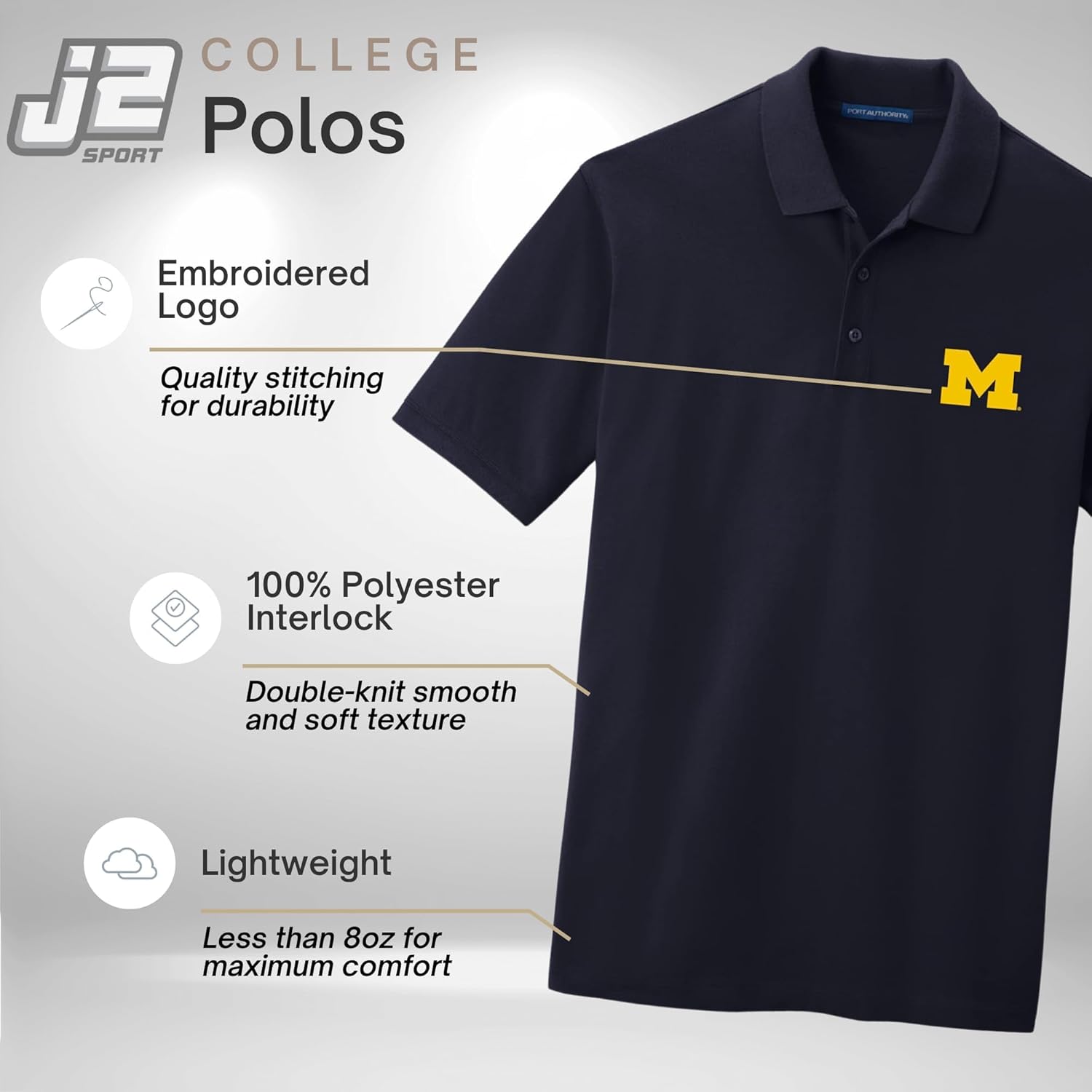 Men’s Adult Polo – NCAA Collegiate Short Sleeve Polo Shirt