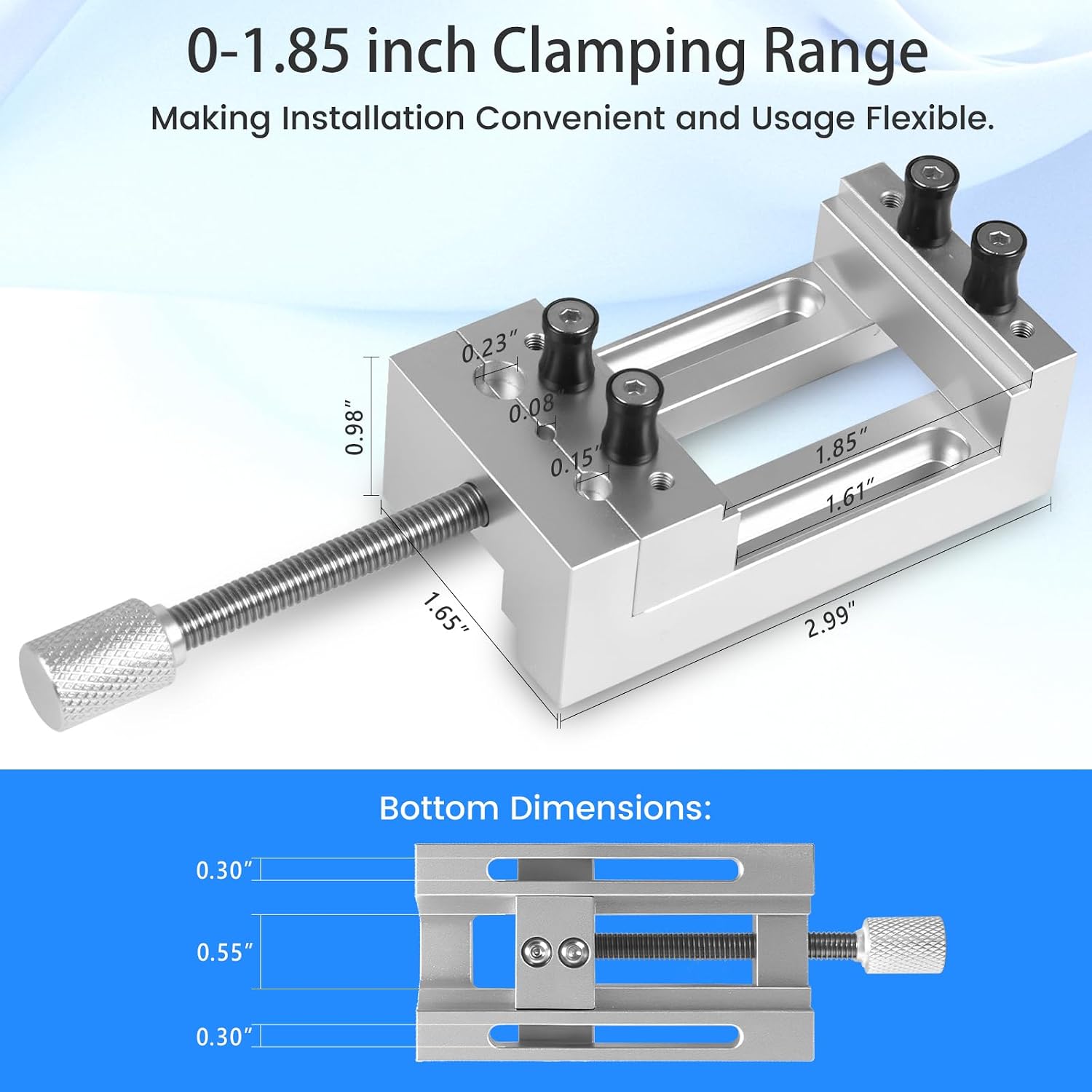 Mini Drill Press Vise, High Precision Aluminum Small Vise 0-1.85" Clamping Range for Crafts, Jewelry Making, Modeling, Repairs, Hobbies, Watches & Small Electronics, Mini Vise for Micro Fabrication
