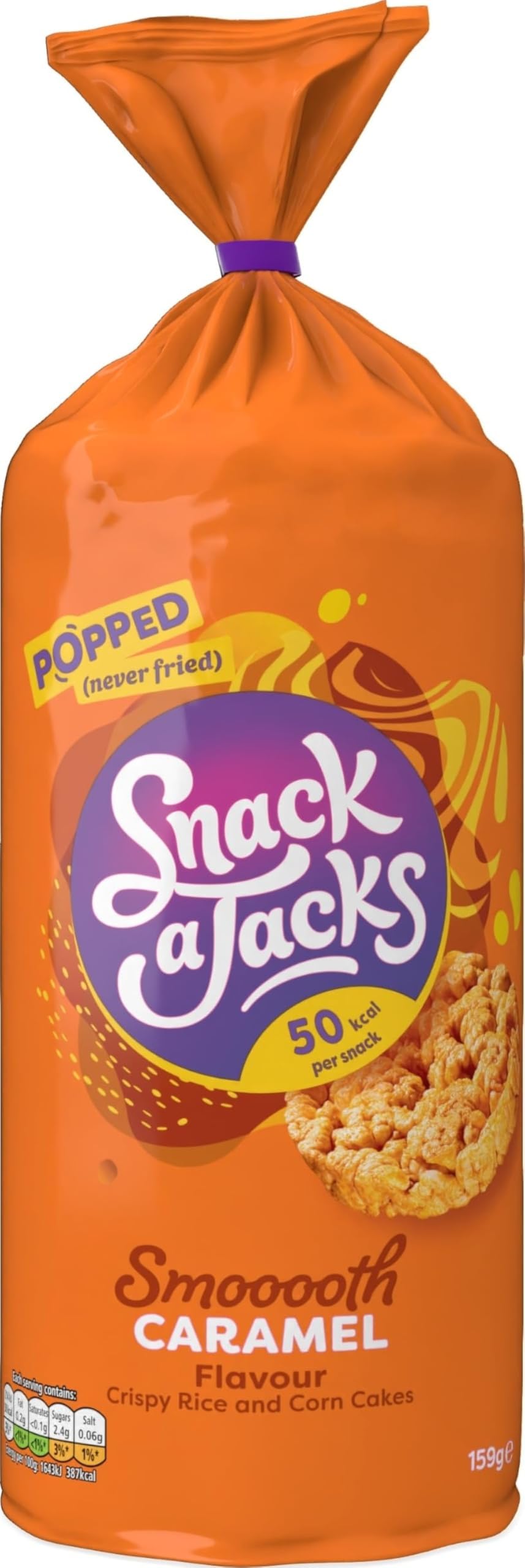 Snack A Jacks Jumbo Caramel Rice Cakes 159g