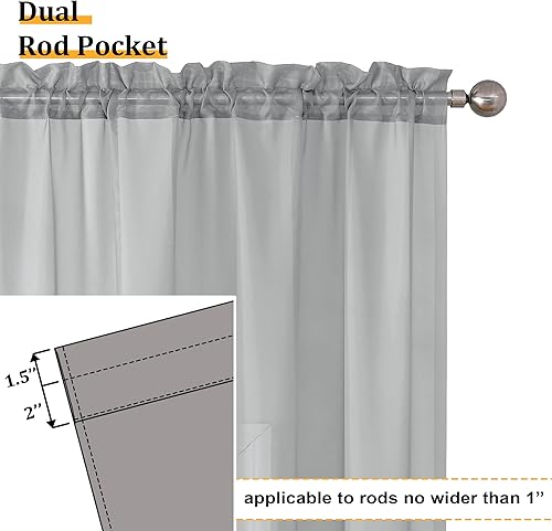 Miniatura 6 de Cortinas traslúcidas gris claro de 84 pulgadas de largo, 2 piezas de cortinas con bolsillo para barra, paneles de cortina de gasa texturizada,