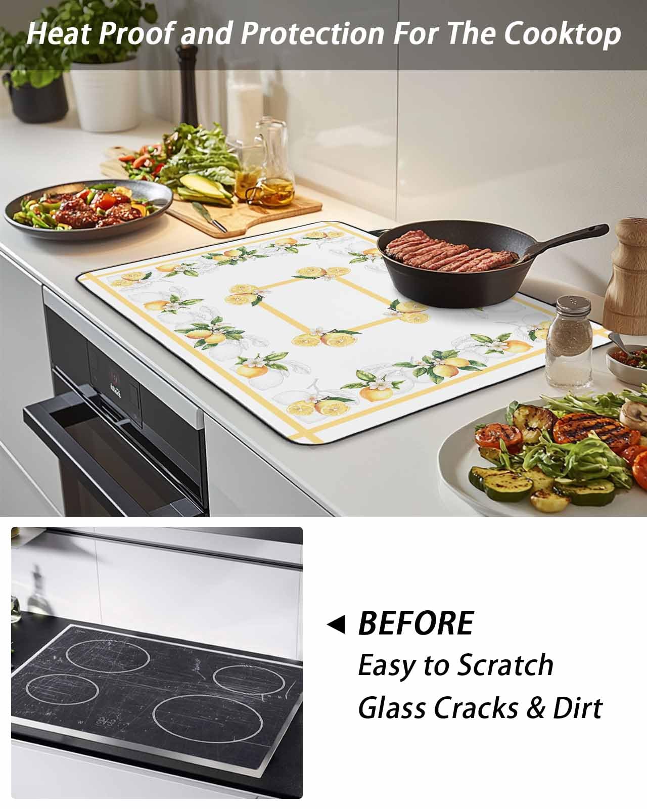 Decorative Stove Covers Lemon Pattern Stove Top Cover - Extra Large ...