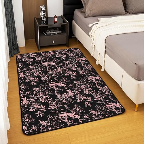 Miniatura 4 de jejeloiu Groovy Flower Area Rug 5x7 Retro Floral Boho Living Room Rugs Bedroom 70S Hippie Groovy Flowers Bohemian Decor Carpet with Non-Slip Backing