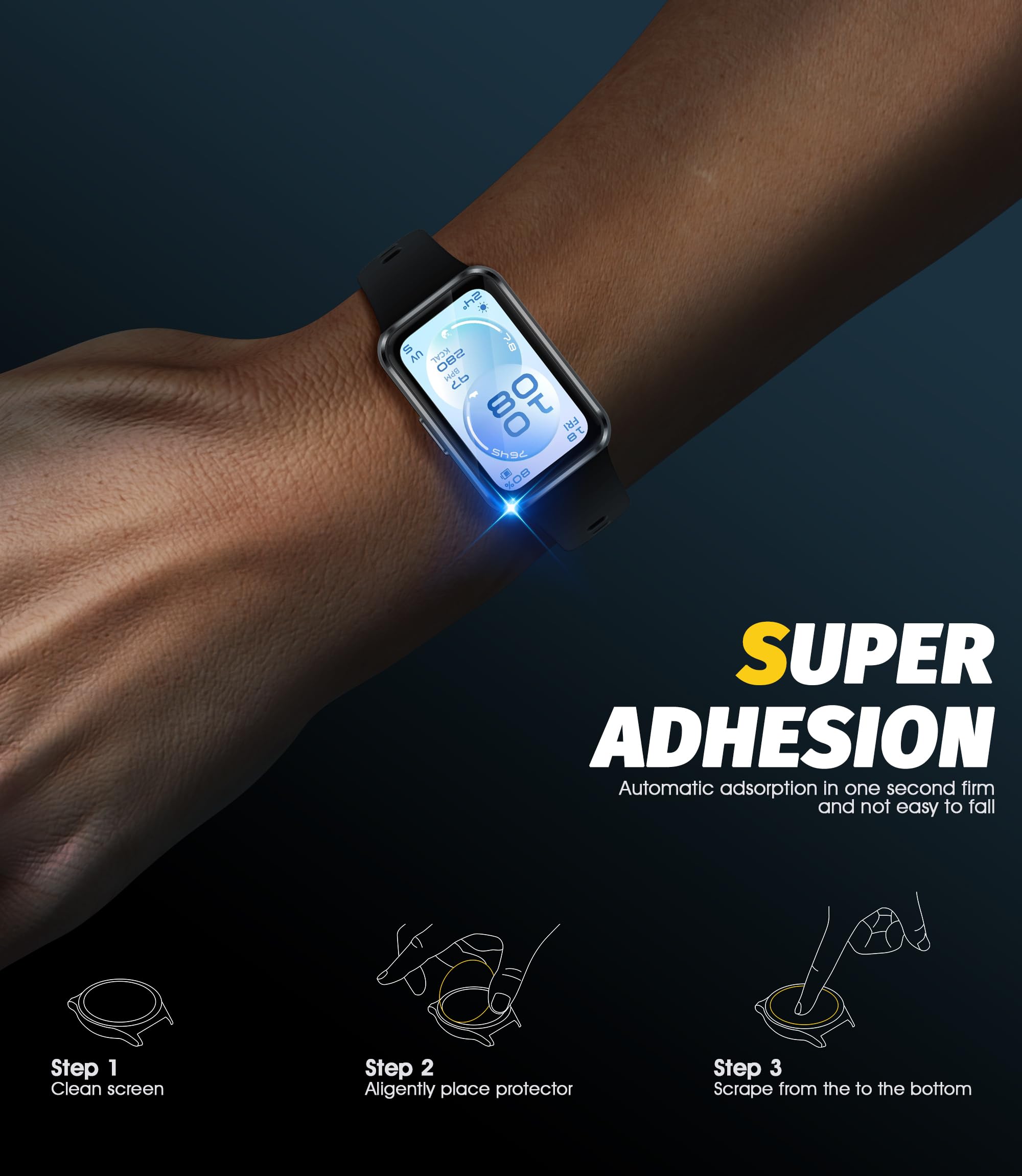 NEWZEROL 4 sztuki folii ochronnej na wyświetlacz kompatybilne z Huawei Band 11, [osłona krawędzi] folia na krawędzie z włókna węglowego 3D, bez pęcherzyków powietrza, wysoka rozdzielczość ochrona