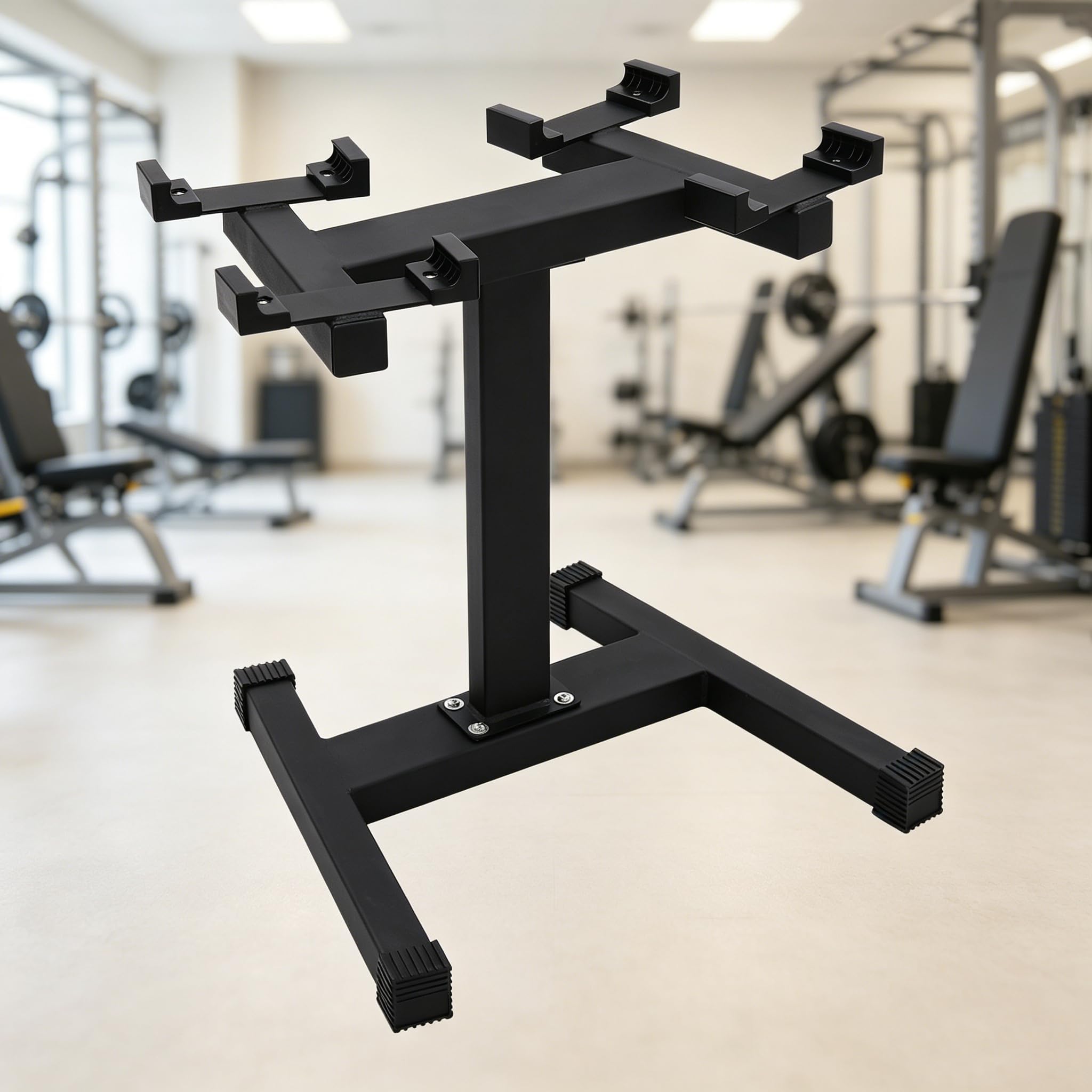 Soporte multifuncional para mancuernas de tubos de acero, soporte de almacenamiento ajustable con base en forma de H, soporte para pesas independiente, capacidad de carga de 136 kg
