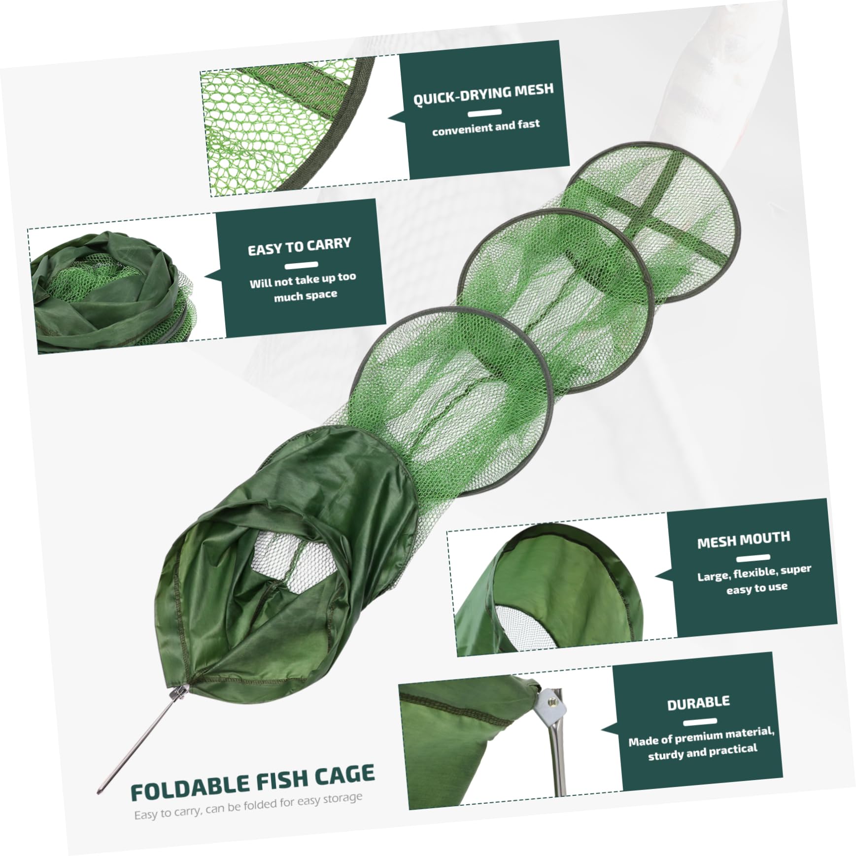 BESPORTBLE Plegable Red de pesca de goma para pesca