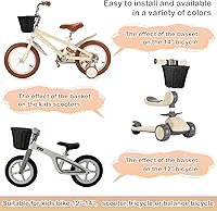 Vista 3 de Cesta delantera para bicicleta de niños, tejida a mano multicolor, para niños y niñas