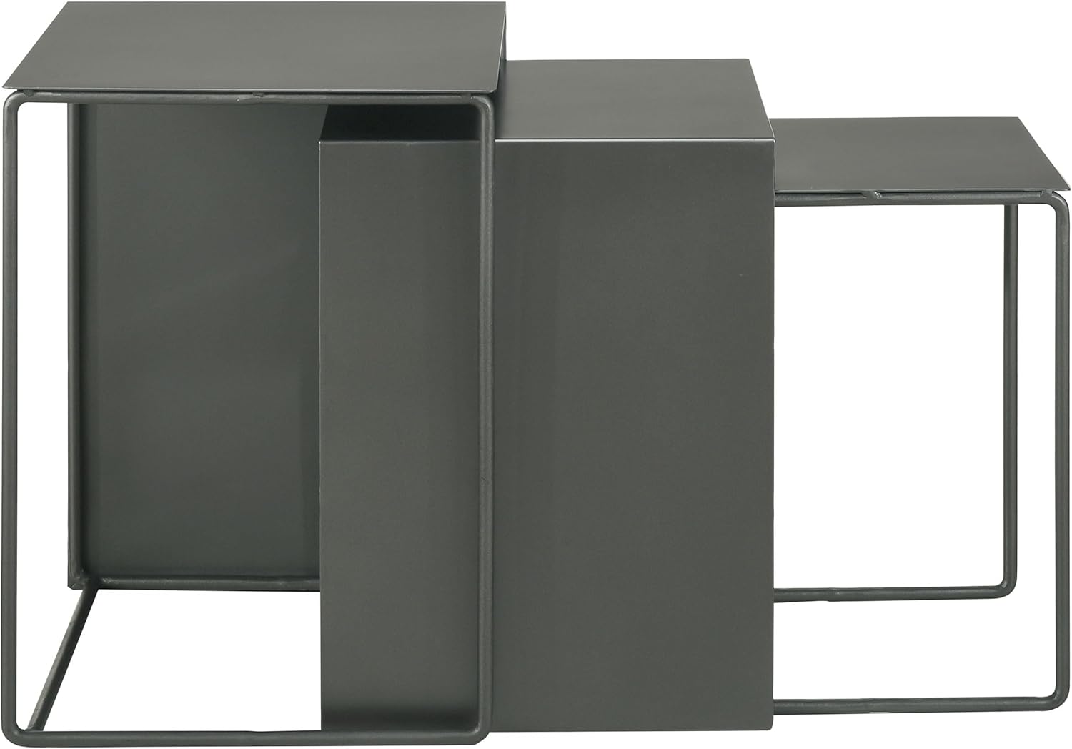 Coaster Home Furnishings - Imez - 3-Piece Rectangular Metal Nesting Table Set with Iron Construction and Sled-Style Base - Contemporary - Living Room - Gray - 930250