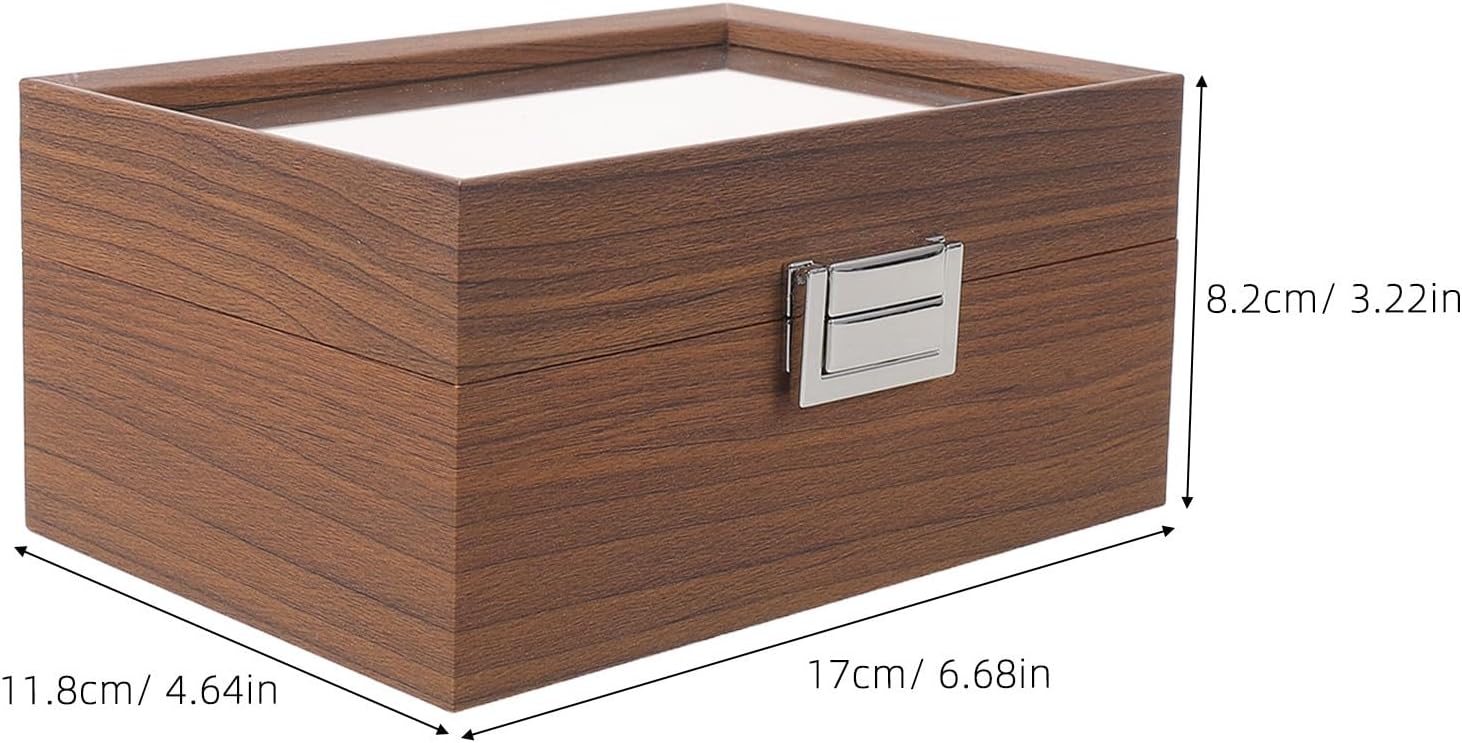 3 Slot Wooden Watch Display Case for Men with Lid image 2