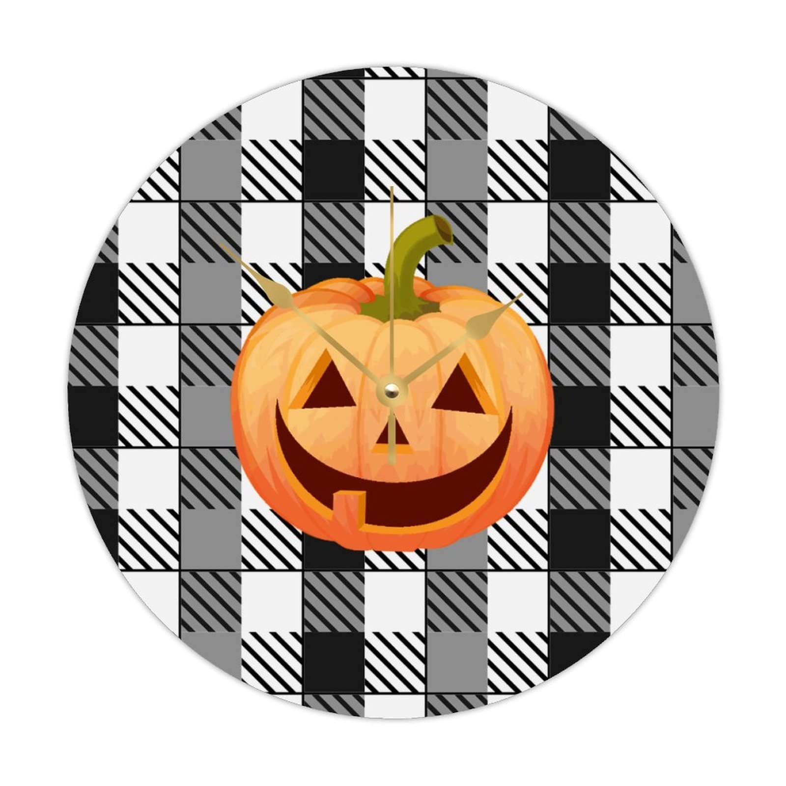 Horloge murale ronde en bois Halloween pour salon et cuisine rustique