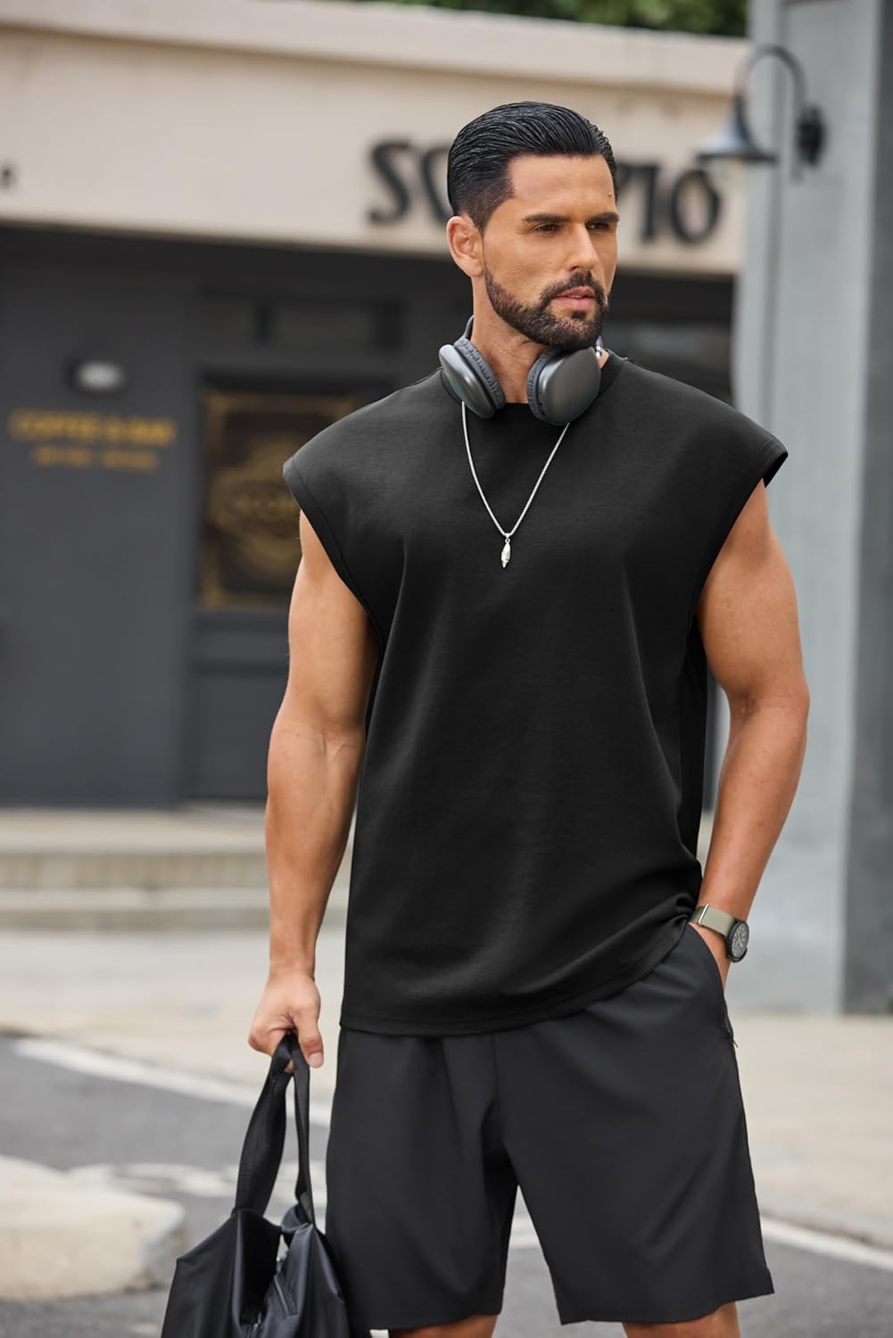 COOFANDY Mens Workout Tank Tops Summer Sleeveless Tee Shirts Casual Stylish Gym Muscle Shirt Loose Fit for Basketball - Image 3