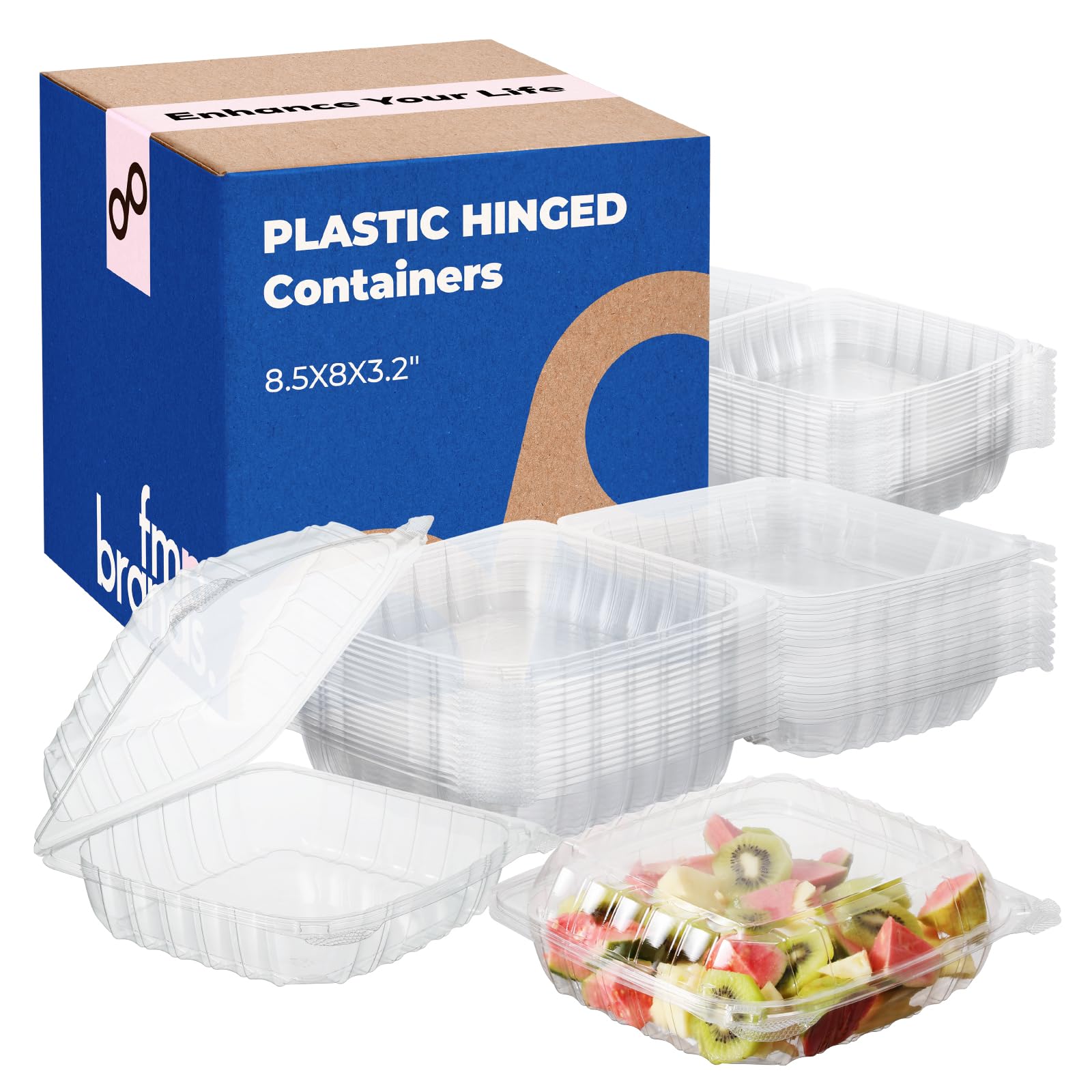 Fit Meal Prep 180 Pack 8.5 x 8 x 3.2 Inches Clear Hinged Plastic Containers, Clamshell Take Out Containers, Bakery To Go Disposable Plastic Container,