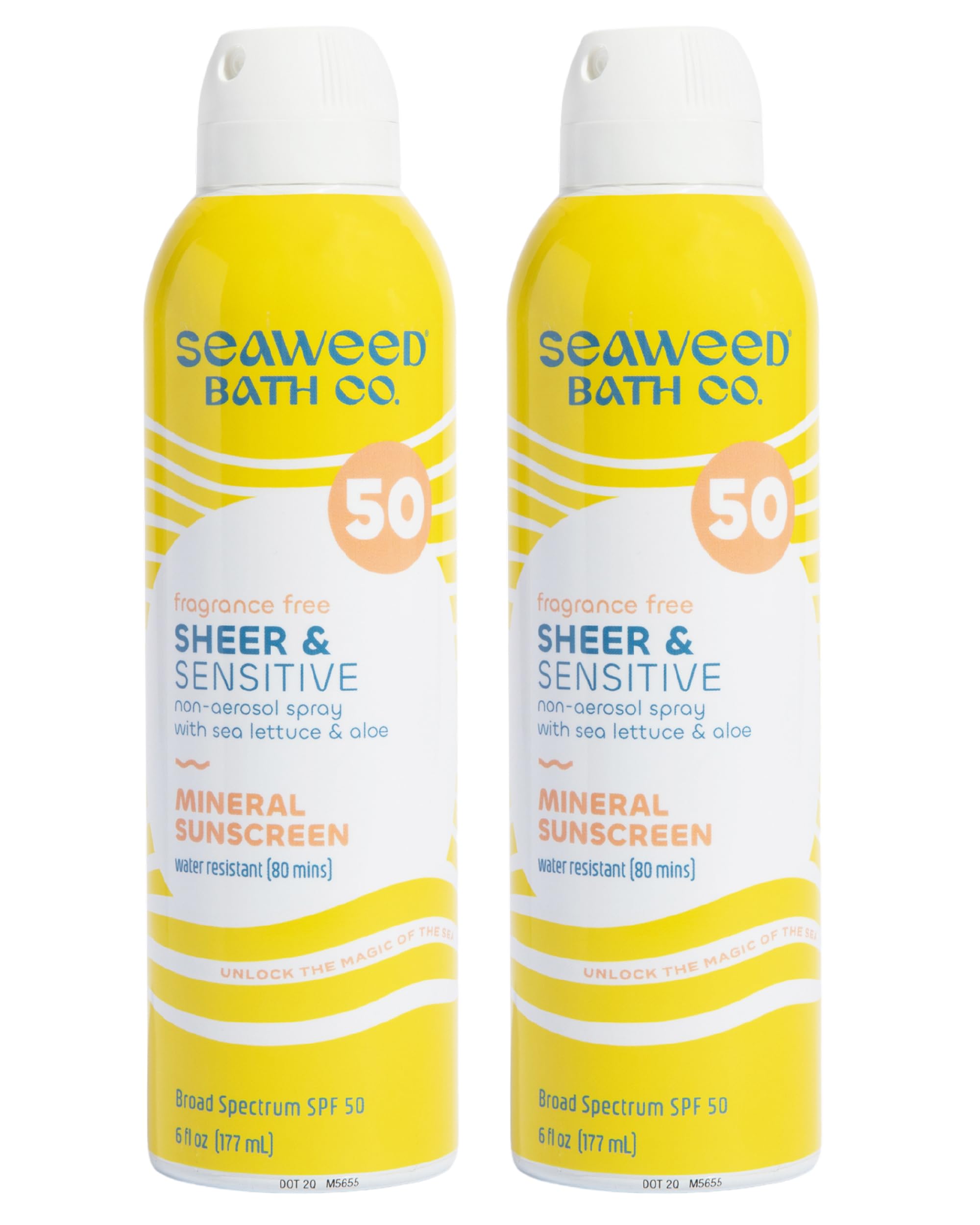 Seaweed Bath Co Sheer Mineral Sensitive SPF 50 Broad Spectrum Sunscreen Spray - Fragrance Free Non-Nano Skin-Friendly Formula