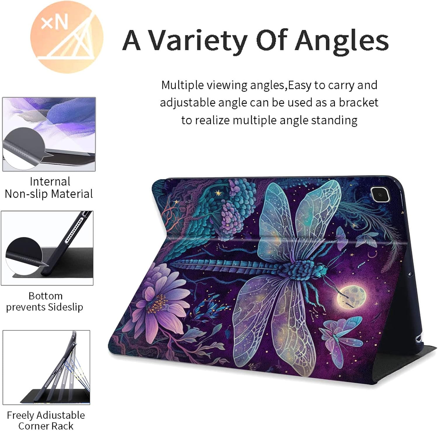 Case for Samsung Galaxy Tab A7 Lite Case 2021,Shockproof TPU Hard Back Shell Protective Tablet Cover for Samsung Tab A7 Lite 8.7 inch (SM-T220/T225/T227),Dragonfly in Moon