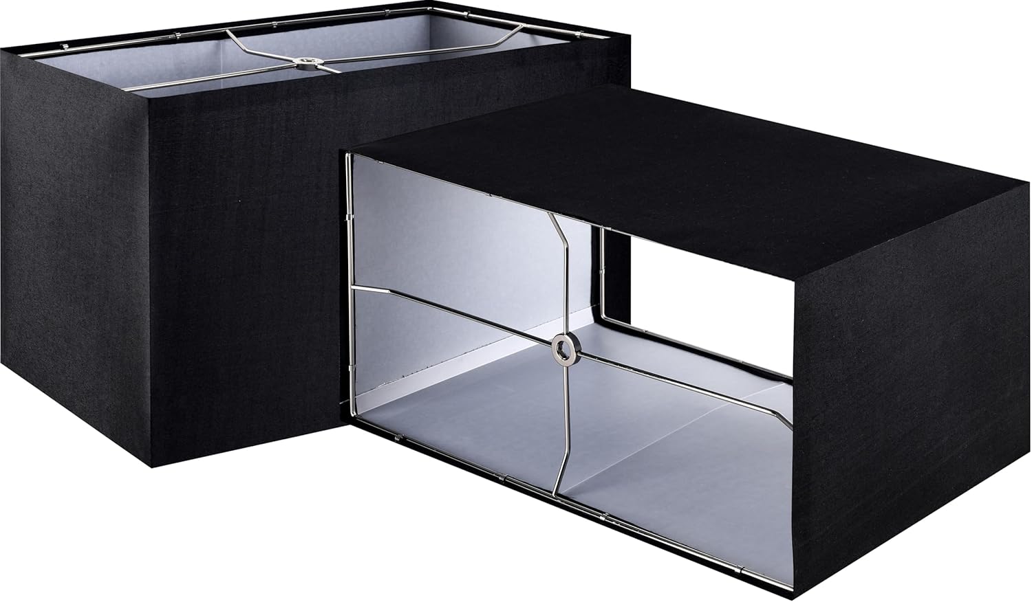 GOSO 8"×9"×14" Black Rectangular Lamp Shades Set of 2 Medium, Spider Fitter (E26 Base) Rectangle Lamp Shade for Table Lamps, Floor Lamp for Nightstand,Bedroom,Living Room Modern Deco,Easy Assembly