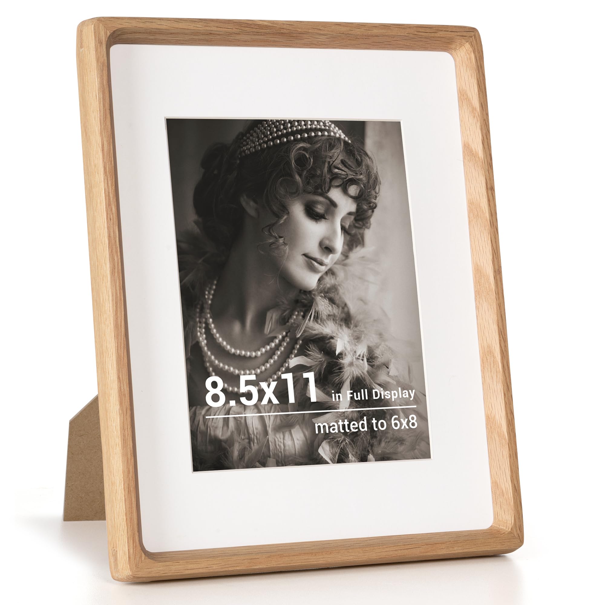 Fun Memories 5x7 Picture Frame, Natural Cherry Wood Photo Frames with HD Tempered Glass, Handcrafted Rounded Corner 5 x 7 Wooden Frames Matted to 4x6 Photos, 5x7 Frame, Tabletop or Wall Display — image 1