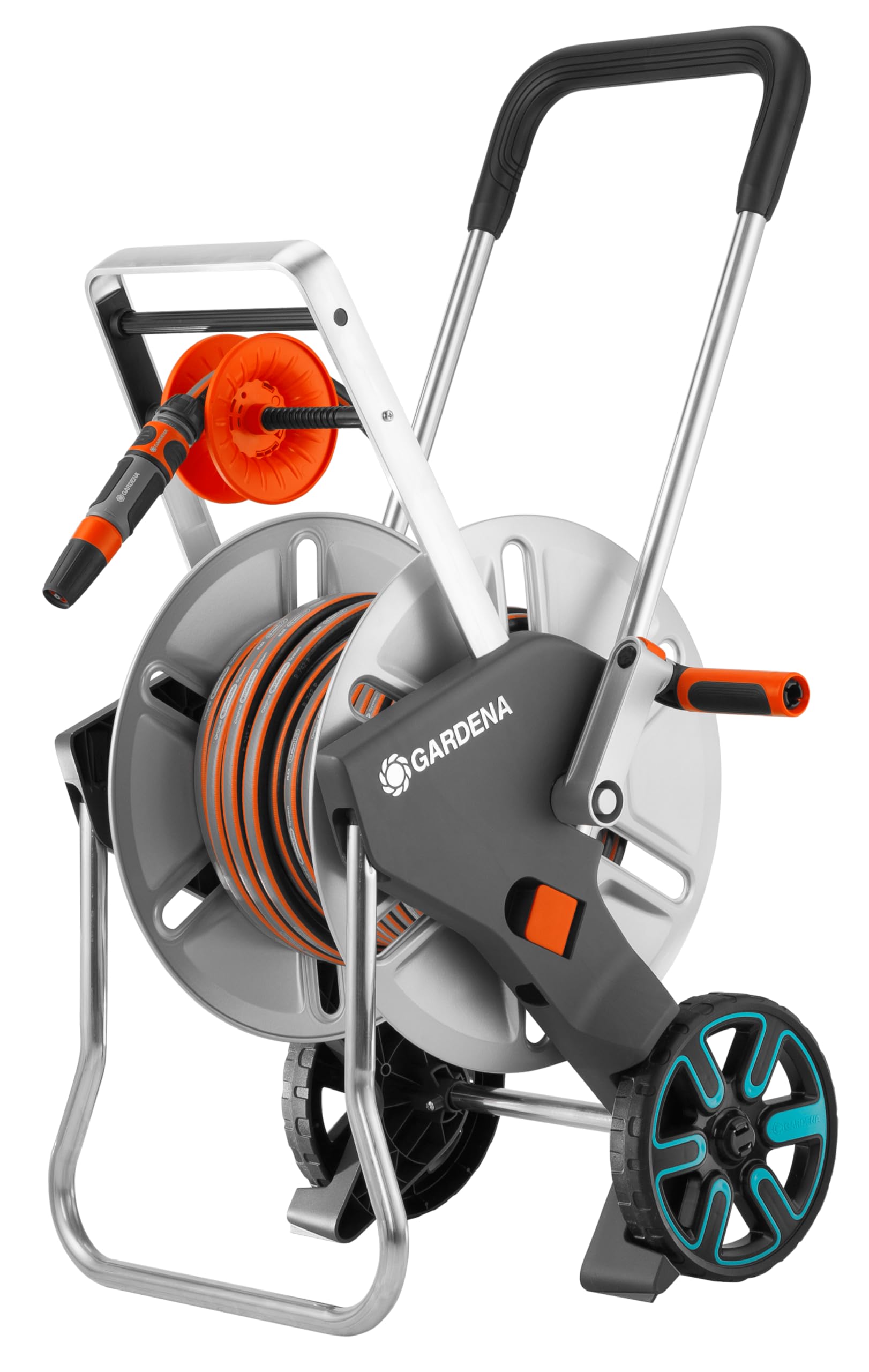 Gardena CleverRoll M Easy Metal Set: Carro para manguera con 60 m de capacidad, guía de manguera muy estable y estable, que incluye una manguera de 25 m (18547-20)
