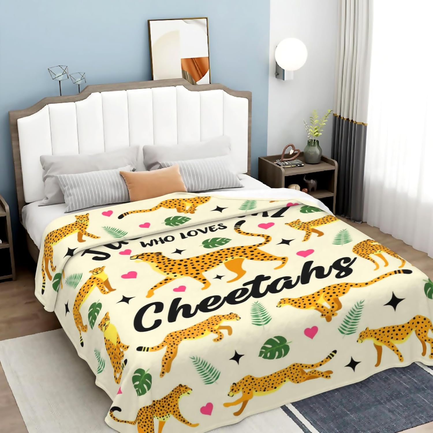Cheetah Blanket Gifts for Girls Plush Just A Girl Who Loves Cheetahs Stuff Blanket Throw Fleece Bedding Cheetahs Gifts for Cheetah Lovers Girls Kids Women Birthday Party Decorations 60"X50"