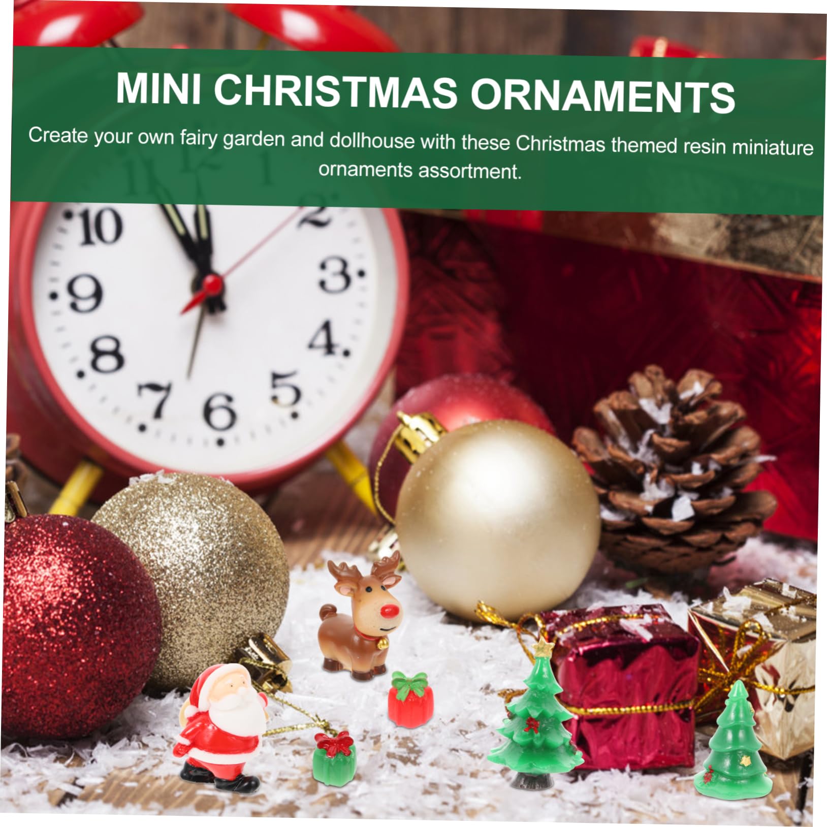 EXCEART 27pezzi Mini Ornamenti Natalizi in Resina Pinzetta Ornamenti di Cartone Animato Micro Paesaggi Natalizi Decorazioni per Casa e Giardino