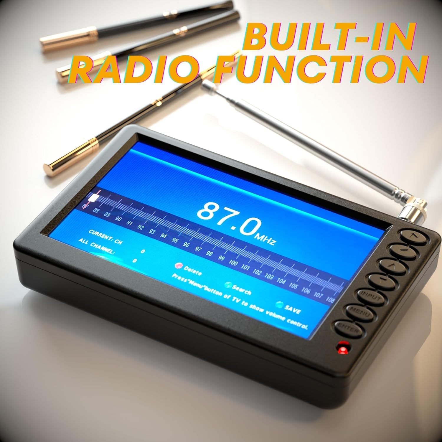 5 Inch Portable Mini TV for Car, Pocket Battery Operated With Remote, USB Port & TF Card Slot, Small Digital/Analog ATSC for Kitchen Camping