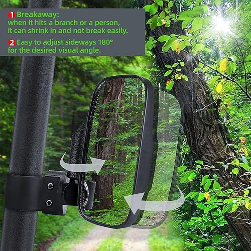 Miniatura 3 de KEMIMOTO Espejos laterales UTV y espejo central trasero con jaula de barra antivuelco de 1.5 a 2 pulgadas compatible con Polaris RZR 900, XP 1000/4,