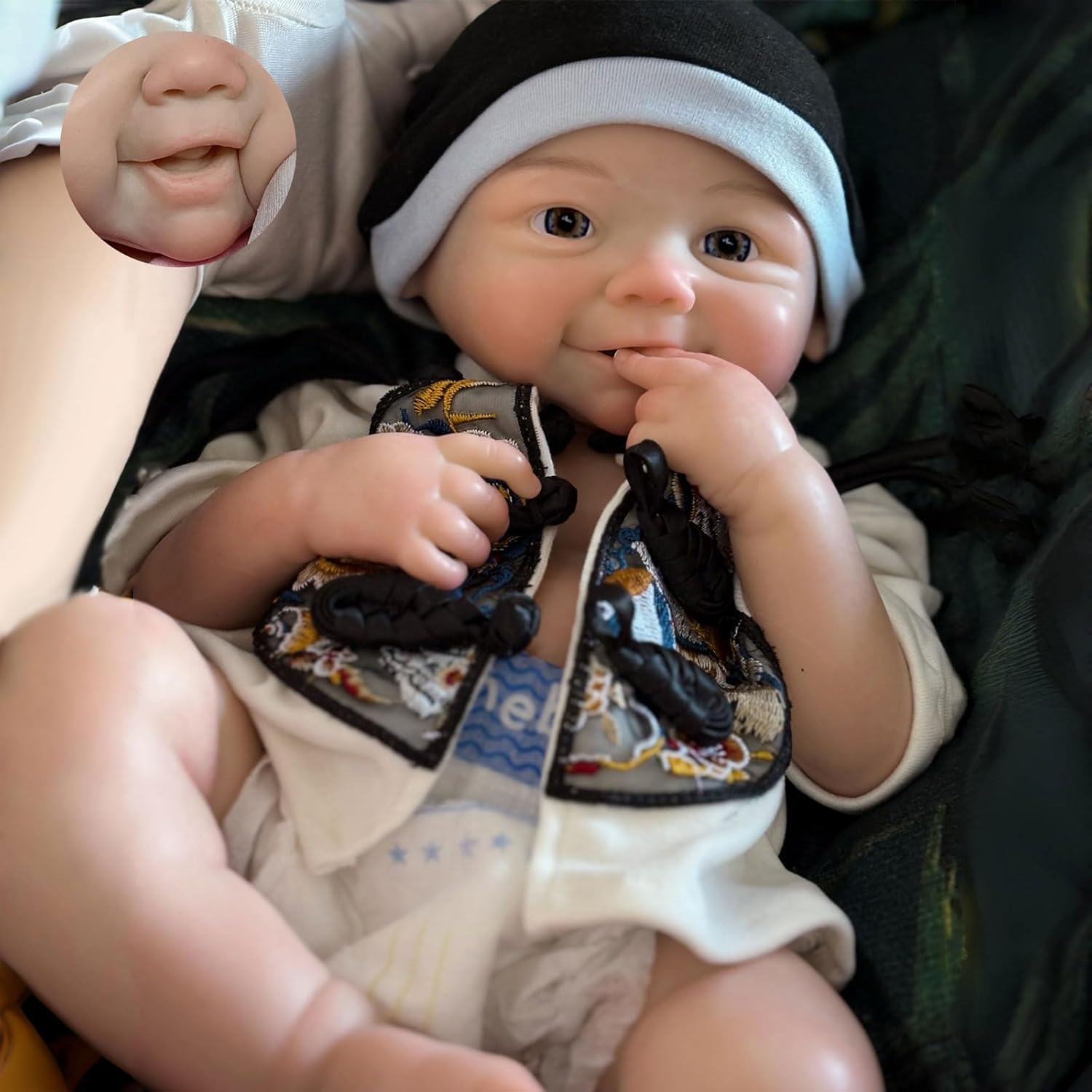 Gileutay 18 inch Soft Full Body Silicone Baby Doll Girl Open Mouth Realistic Reborn Dolls That Look Real Newborn Babies Handmade Toy for Toddler