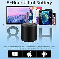Vista 5 de Mini altavoz Bluetooth – Pequeños altavoces Bluetooth portátiles inalámbricos con TWS estéreo, sonido HD de 5 W, Bluetooth 5.3, 8 horas