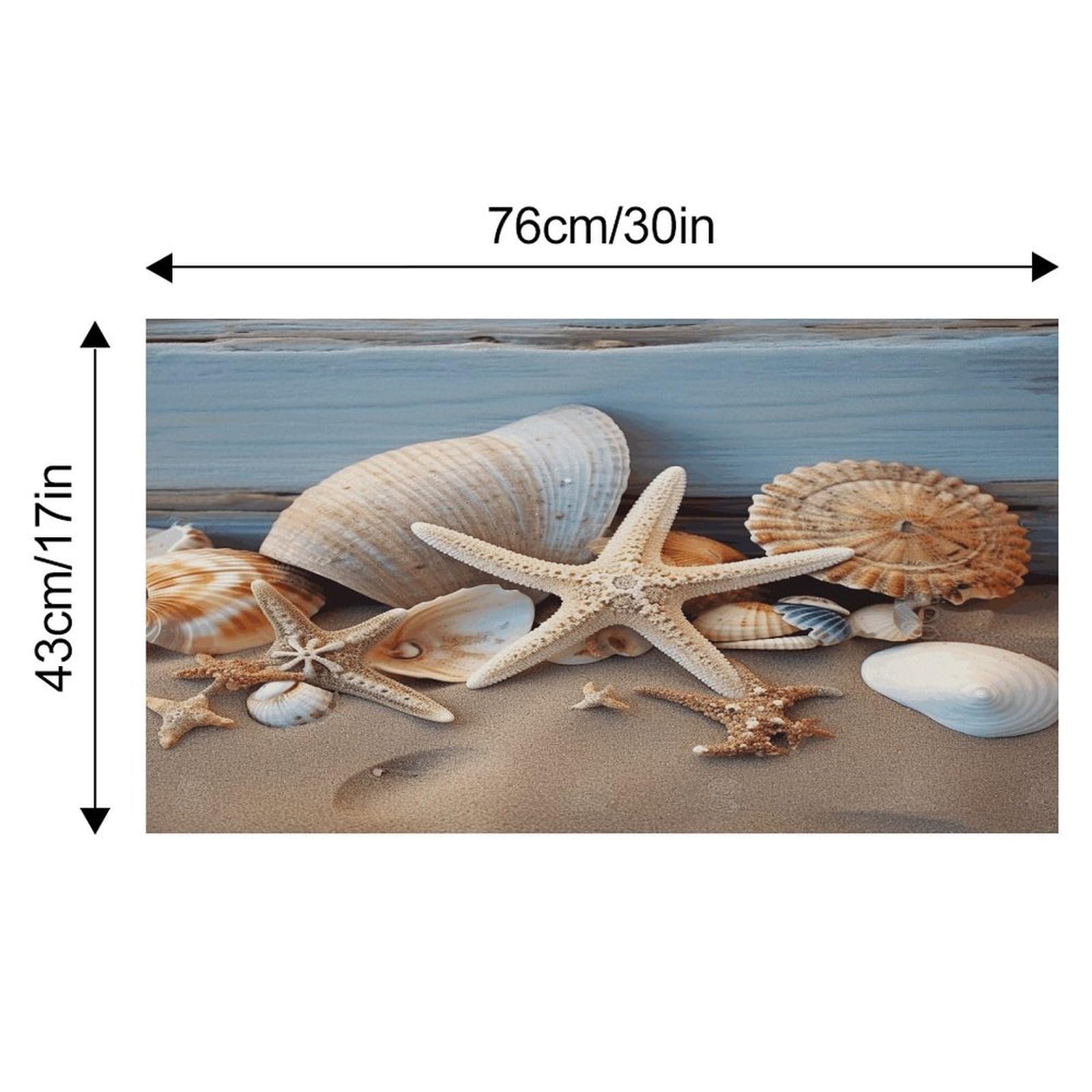 Tapis de nourriture pour chat en forme d'étoile de mer et de coquillages - Antidérapant - Facile à nettoyer pour la nourriture et l'eau - 43,2 x 76,2 cm