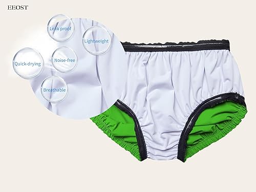 Miniatura 3 de Pañales de natación reutilizables para jóvenes, para incontinencia, impermeables, a prueba de fugas, unisex (verde lima, 8-10T)
