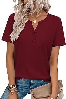 Womens Summer Tops V Neck Short Sleeve Shirts Dressy Casual Blouse Spring Vacation Tshirts Clothes
