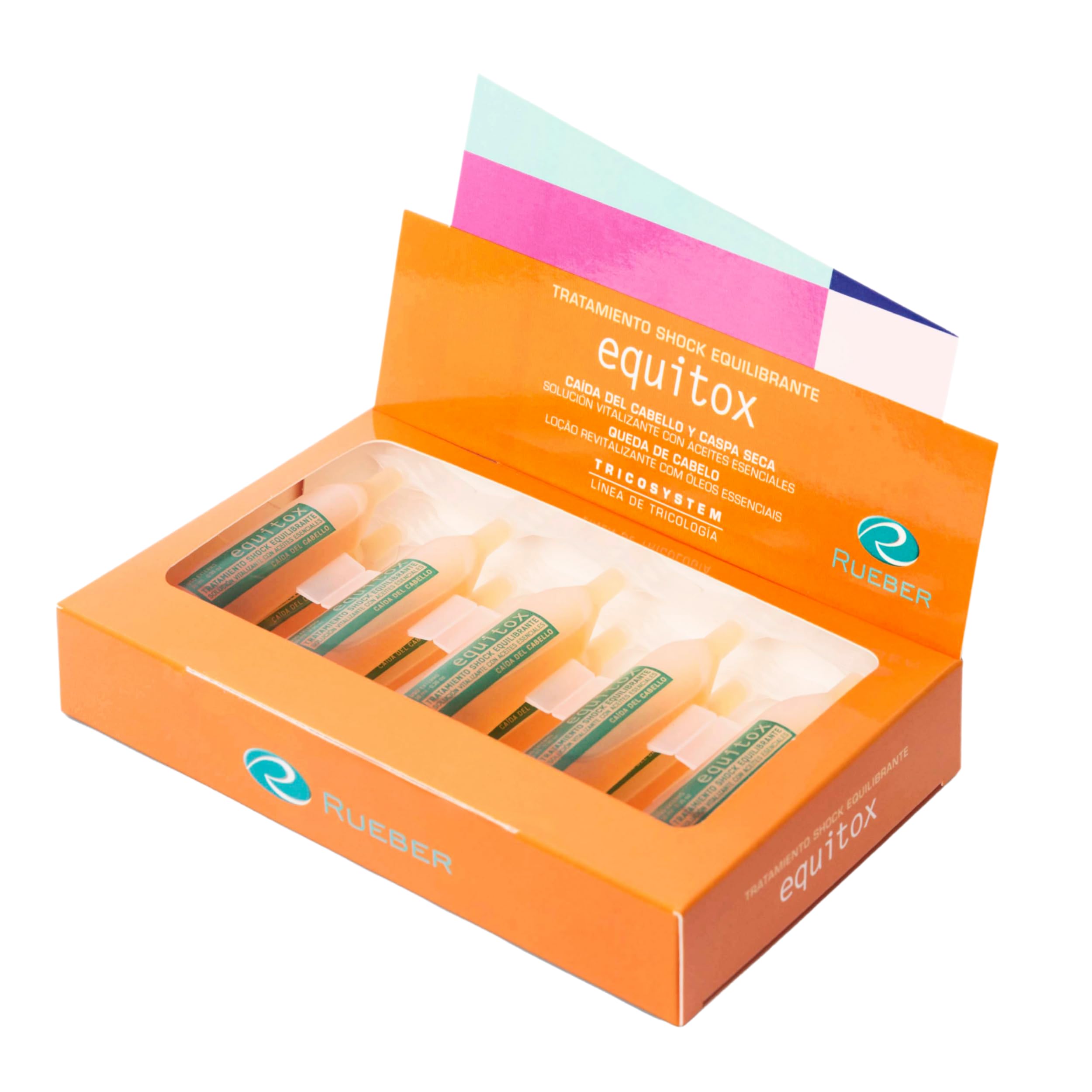 Equitox Rueber Ampullen, 10 Stück, ideal für trockene Schuppen, Juckreiz und Dermatitis, Haarausfall