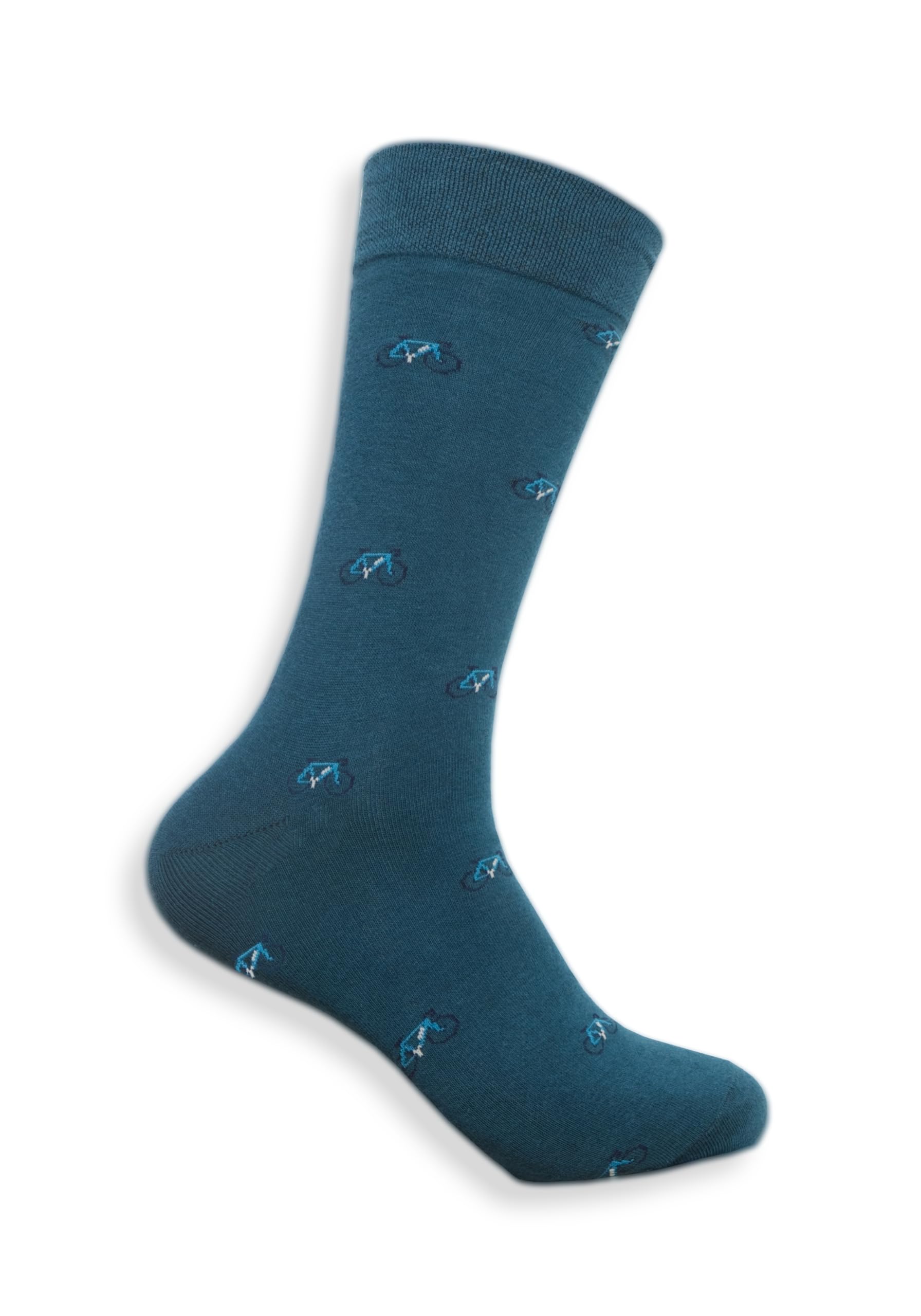 Tartan Studio Unisex Road Bike - Dark Turquoise Cotton Bike Print Socks - Dark Turquoise | Uk6-9 Fun Gift For Him