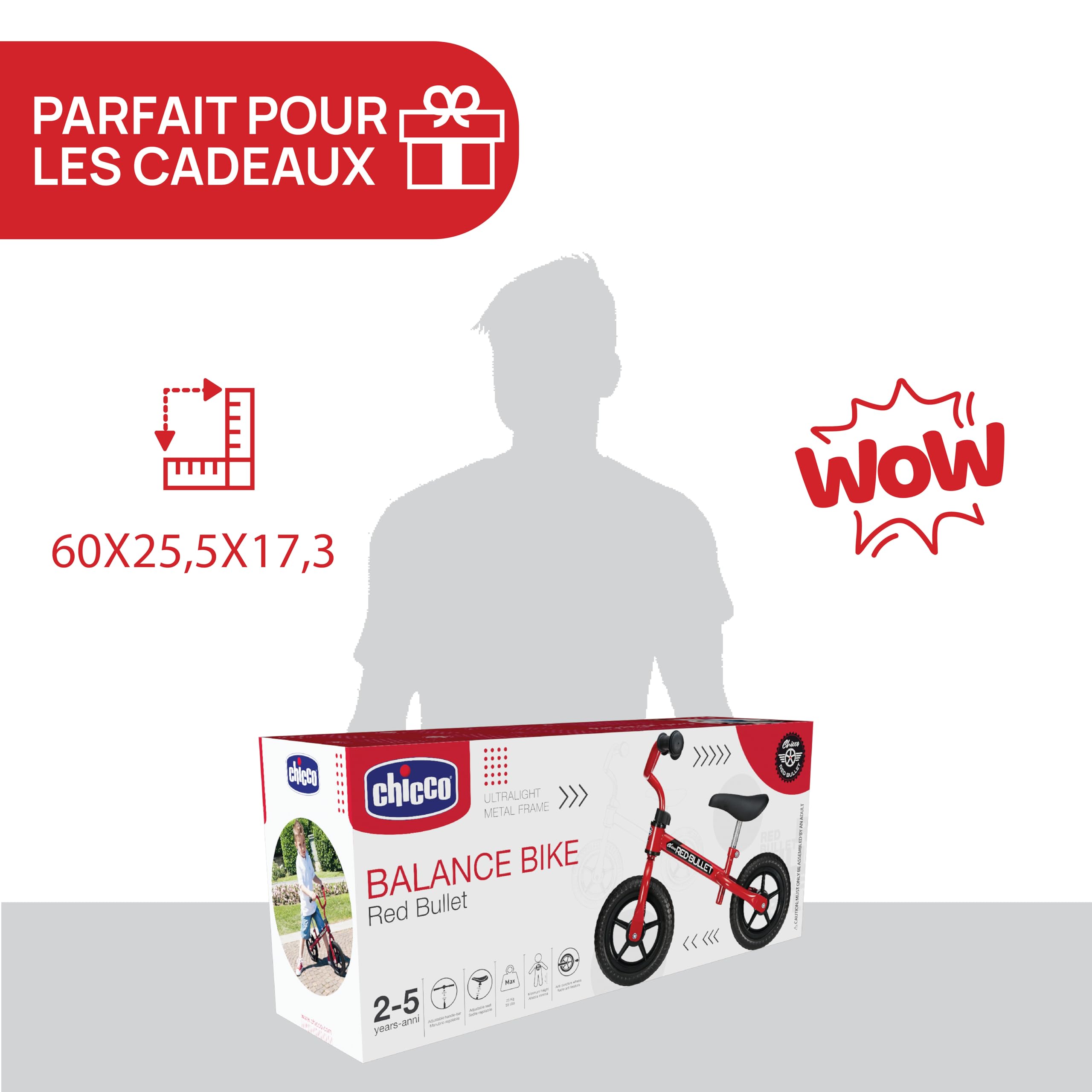 Chicco Draisienne Bébé, Velo sans Pédales pour Enfants de 2 à 5 Ans, avec Guidon et Selle Réglables, 25 Kg Maxi, Rouge , Velo enfant 3 ans, Jeux