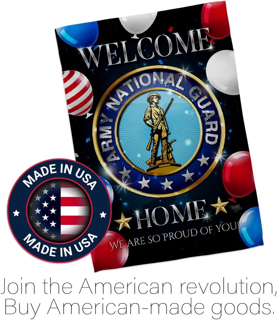 Breeze Decor Welcome Home Army National Guard House Flag-Armed Forces Rangers United State American Military Veteran Retire Official Decoration Banner Small Garden Yard Gift Double-Sided, Made in USA