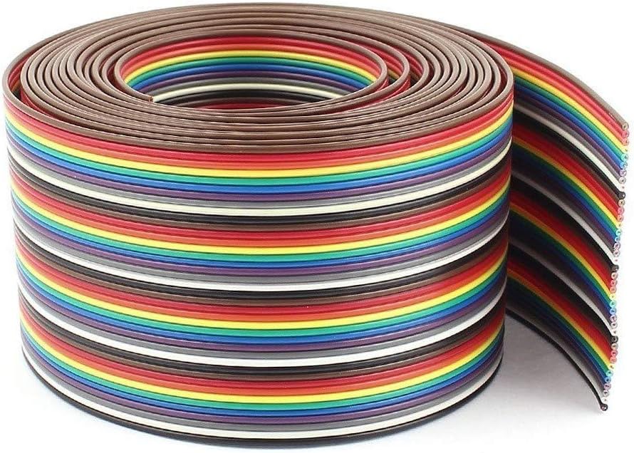 Pc Accessories - Connectors Pro IDC 40P 10 Feet Rainbow Color Flat Ribbon Cable for 2.54mm 0.1" Pitch Connectors (40P-10FT)