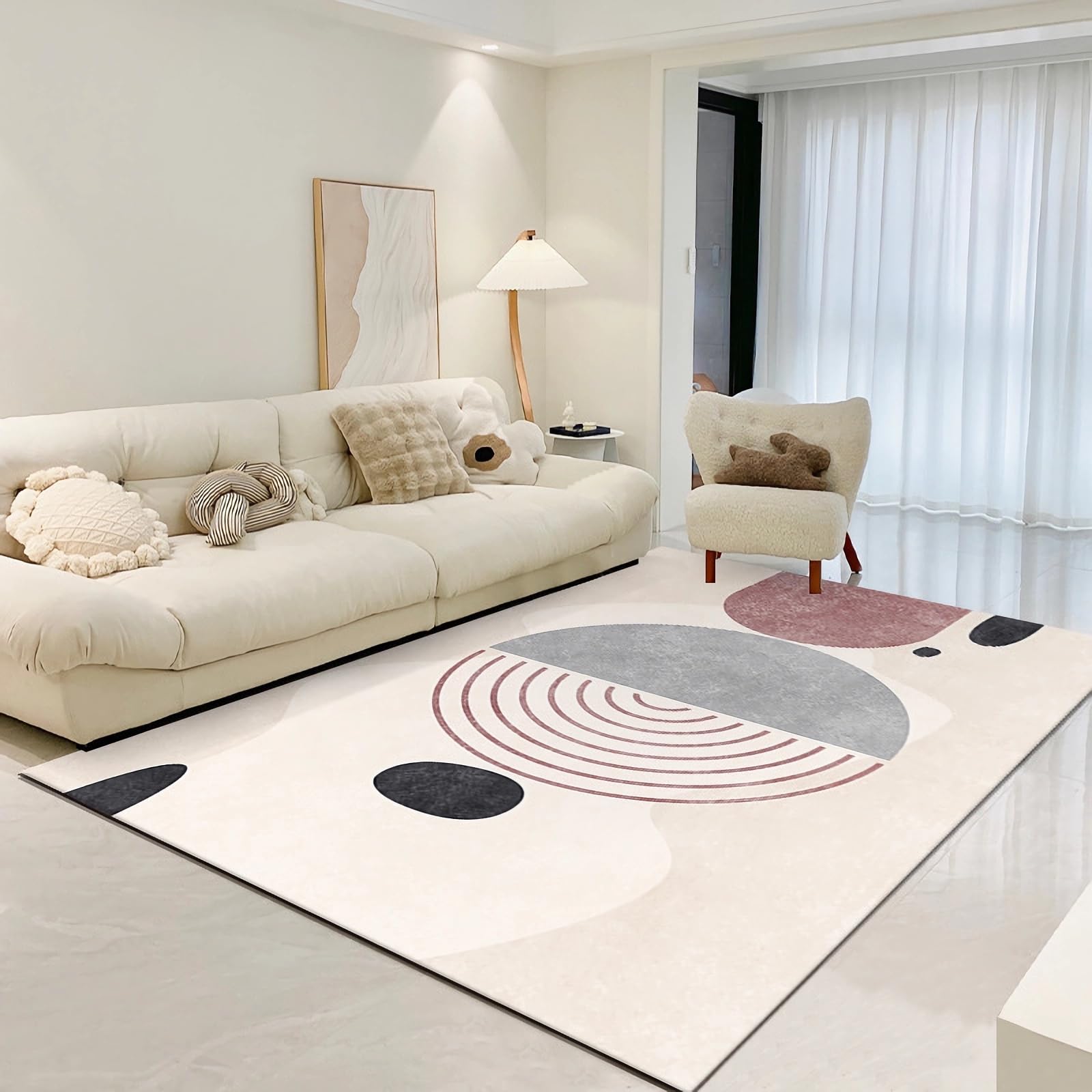 Tapis de chaise chambre bébé lavable pour sol glissant gris noir