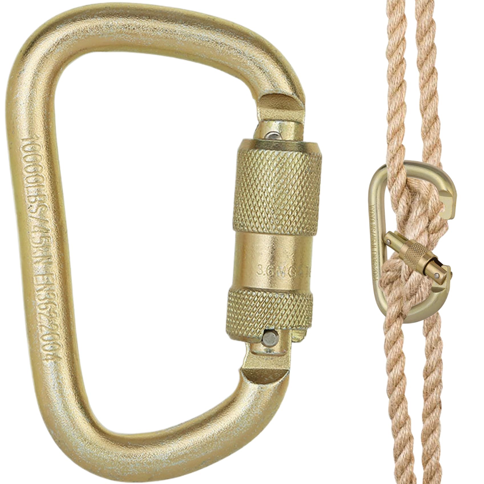 Mosquetón de escalada 45 KN clips de bloqueo automático de acero Jorzer 7