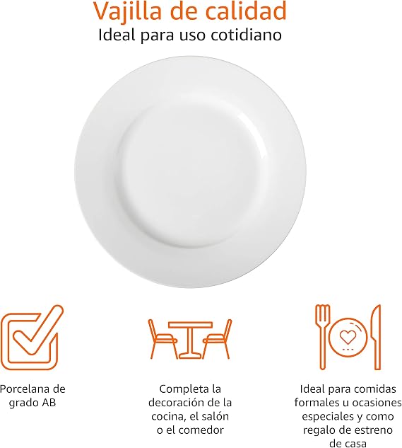 Amazon Basics Dinner Plates, 6 Units, 26.6 cm