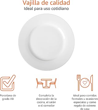 Amazon Basics Dinner Plates, 6 Units, 26.6 cm