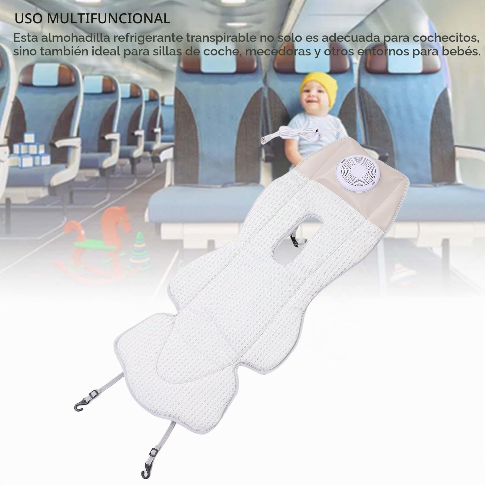 YWBL-WH Almohadilla de Enfriamiento con Ventilador, Cochecito de bebé Transpirable, con Comodidad Ideal para el Cochecito o el Asiento para el Automóvil, Esencial en Verano