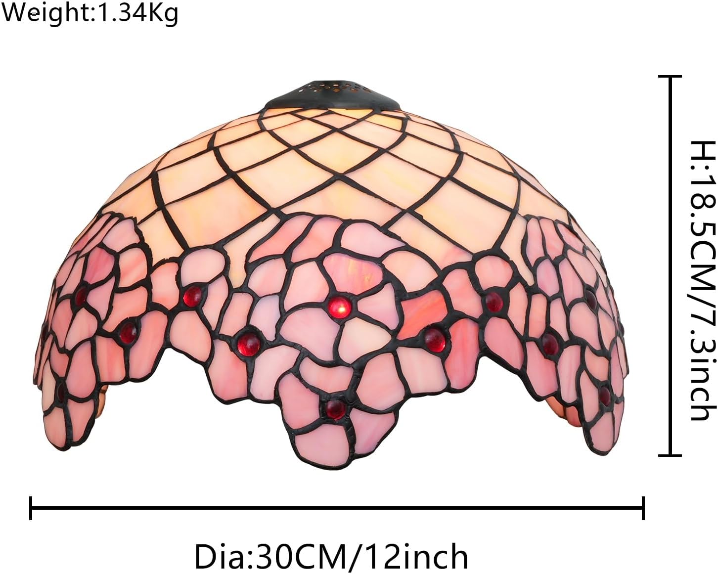 Tiffany Style Lamp Shade, 12 Inch Cherry Blossom Stained Glass Lamp Shade Replacement Pastoral Lamp Cover Accessories Fit for Table Lamp Pendant Light Ceiling Light