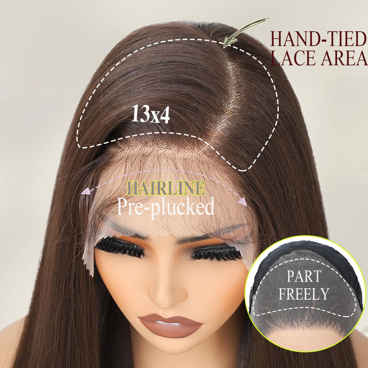 30 Inch Brown Synthetic Lace Front Wigs 13x4 Chocolate Brown Wig Long Straight Heat Resistant Fiber Hair Synthetic Wig for Black Women Pre Plucked with Baby Hair for Daily Party Use(#6) - Image 8